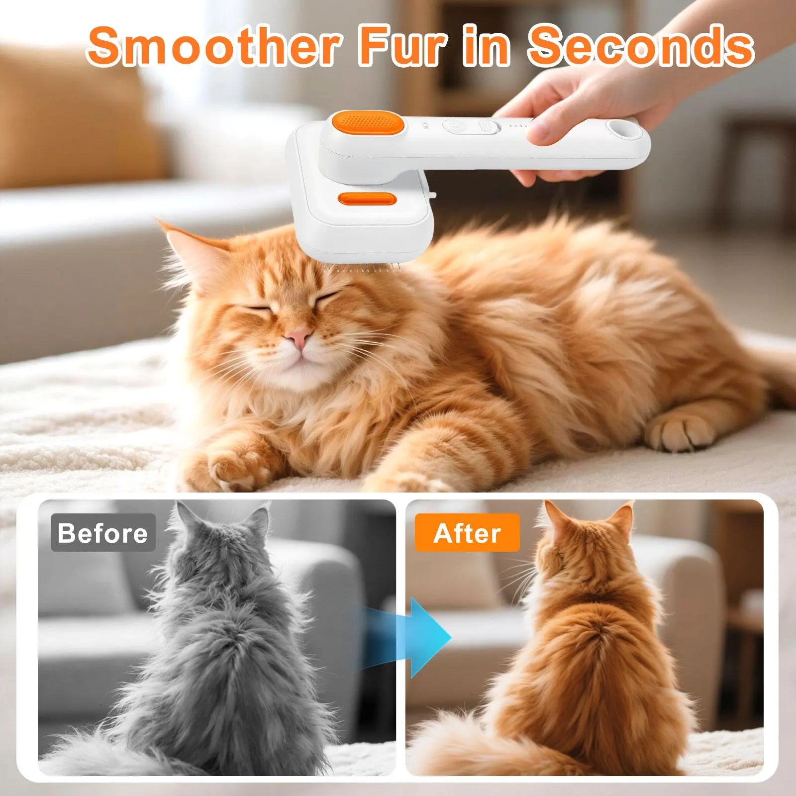 #Summervibes Cat Grooming Brush – Waterproof Steam Deshedding Tool, One-Button Hair Removal Comb for Cats & Dogs, Pet Fur Cleaning & Trimming, Petlovers