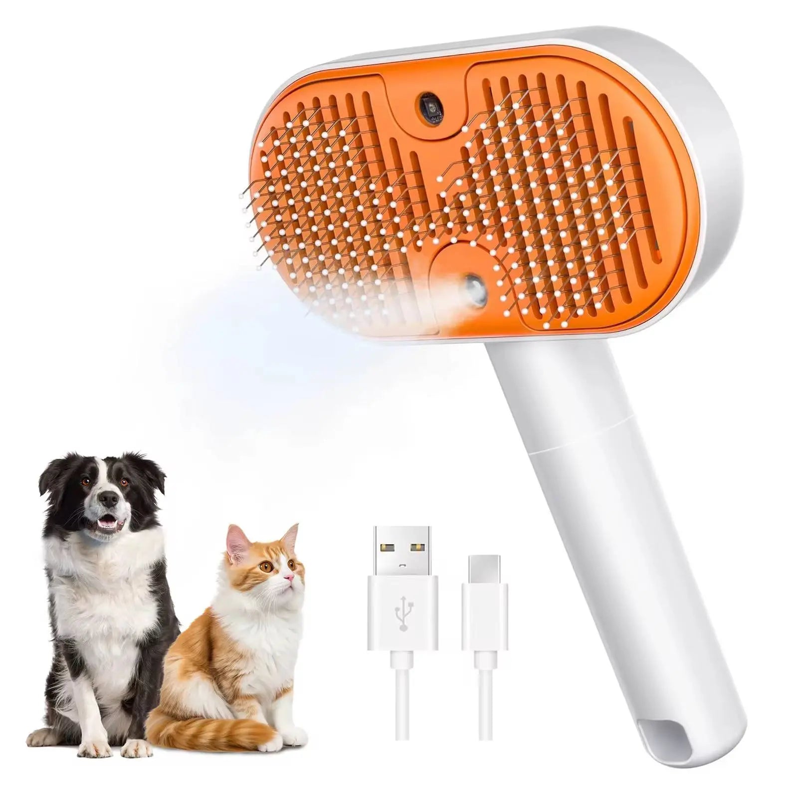 3-In-1 Steam Pet Grooming Brush - Self-Cleaning Spray Comb, De-Shedding & Fur Removal Tool for Cats & Dogs, De-Shedding Brushes, Fur Removal Brushes