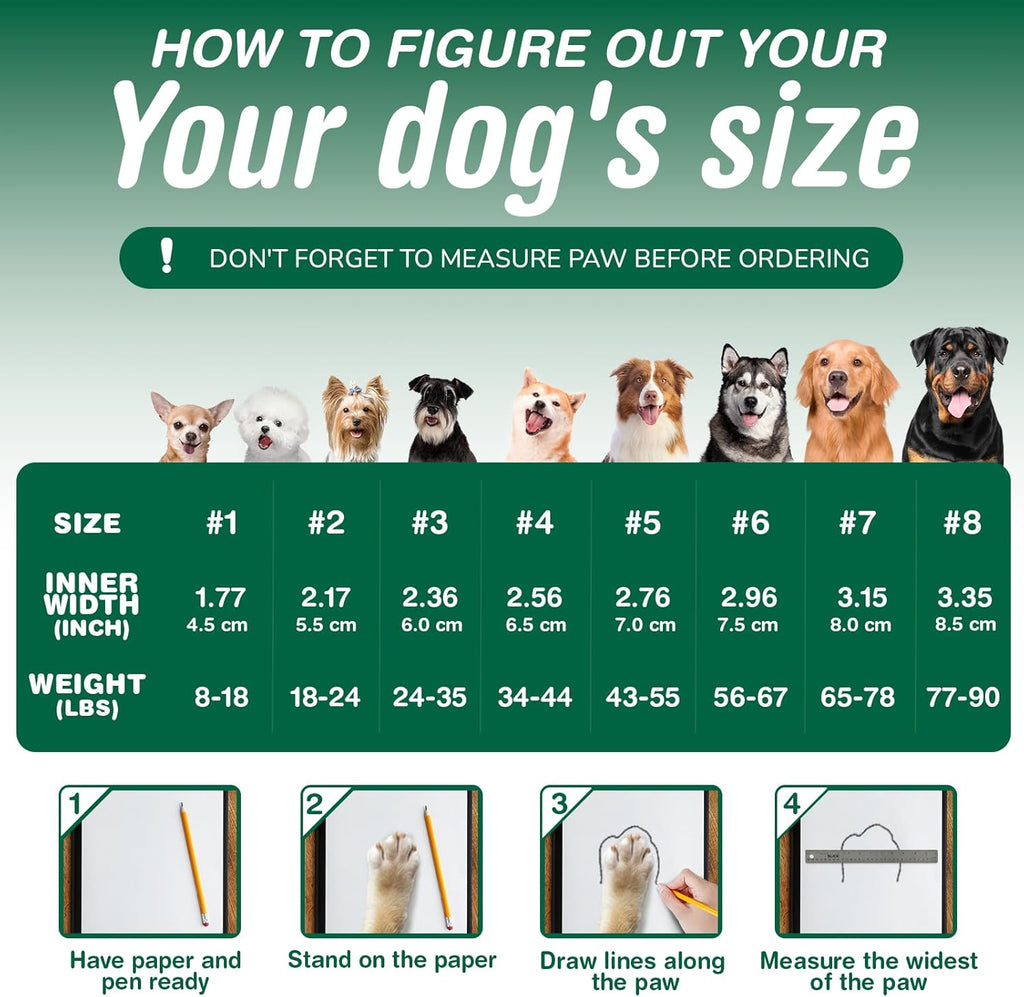 Dog Shoes for Large Dogs, Waterproof Dog Boots for Winter Snow, Summer Hot Pavement, Dog Booties & Paw Protectors Size 8
