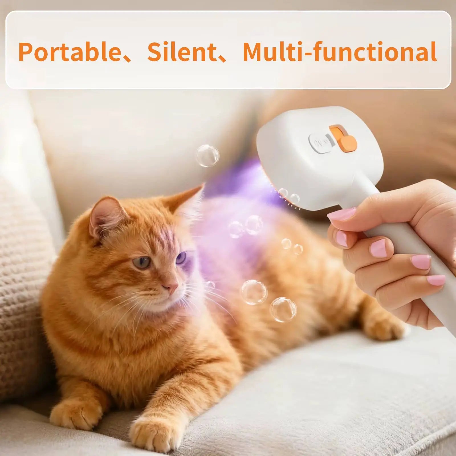 3-In-1 Steam Pet Grooming Brush - Self-Cleaning Spray Comb, De-Shedding & Fur Removal Tool for Cats & Dogs, De-Shedding Brushes, Fur Removal Brushes