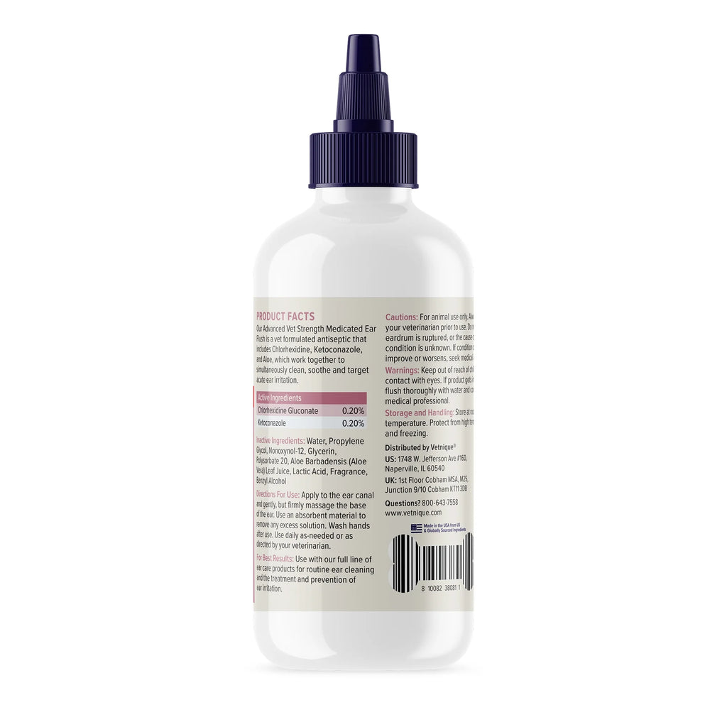 Oticbliss Advanced Vet Strength Medicated Cat and Dog Ear Cleaning Flush with Chlorhexidine, 4 Fl Oz