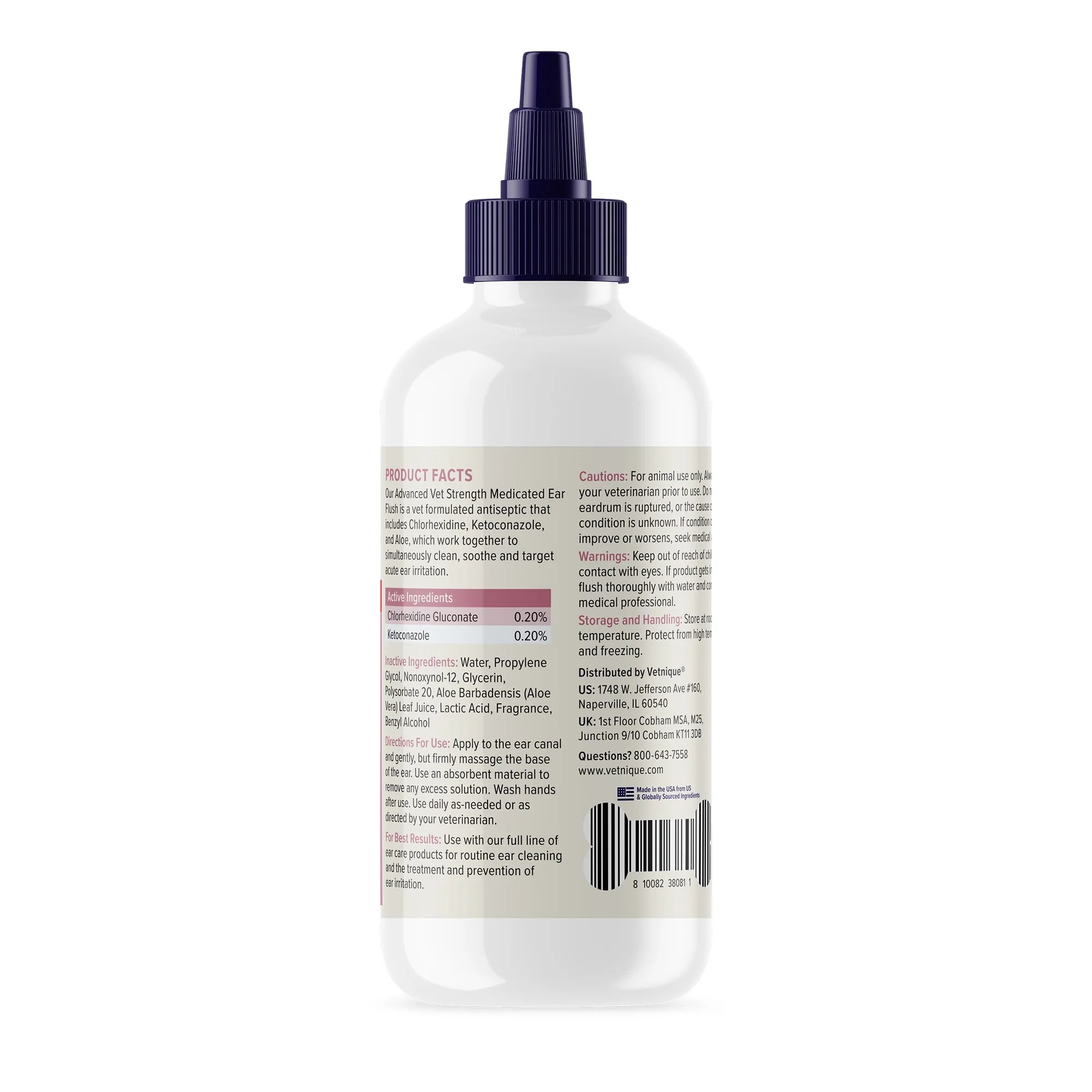 Oticbliss Advanced Vet Strength Medicated Cat and Dog Ear Cleaning Flush with Chlorhexidine, 4 Fl Oz
