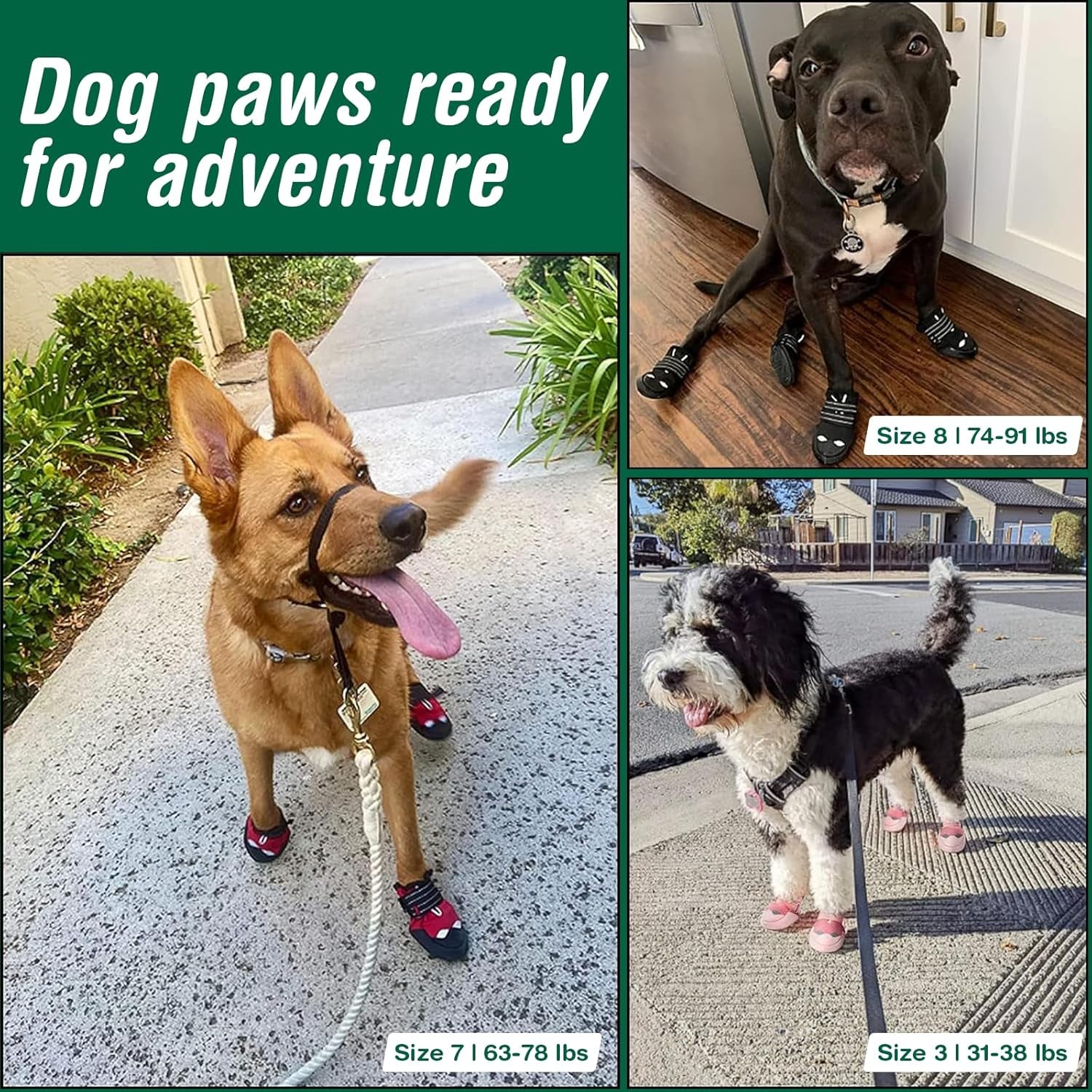 Dog Shoes for Large Dogs, Waterproof Dog Boots for Winter Snow, Summer Hot Pavement, Dog Booties & Paw Protectors Size 8