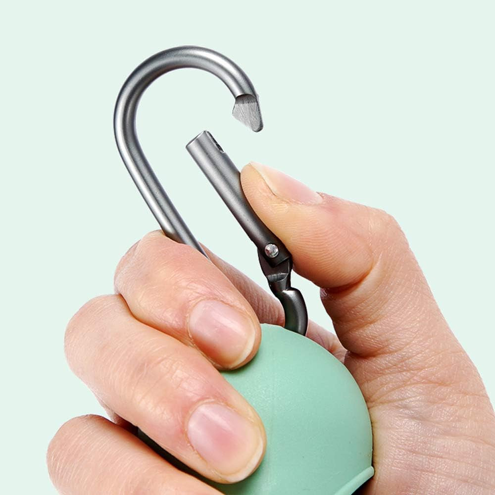Dog Poop Bag Dispenser with Built-In LED Flashlight and Metal Clip for Leash, Pet Waste Bag Holder, Dog Walking Accessory, Mint Green