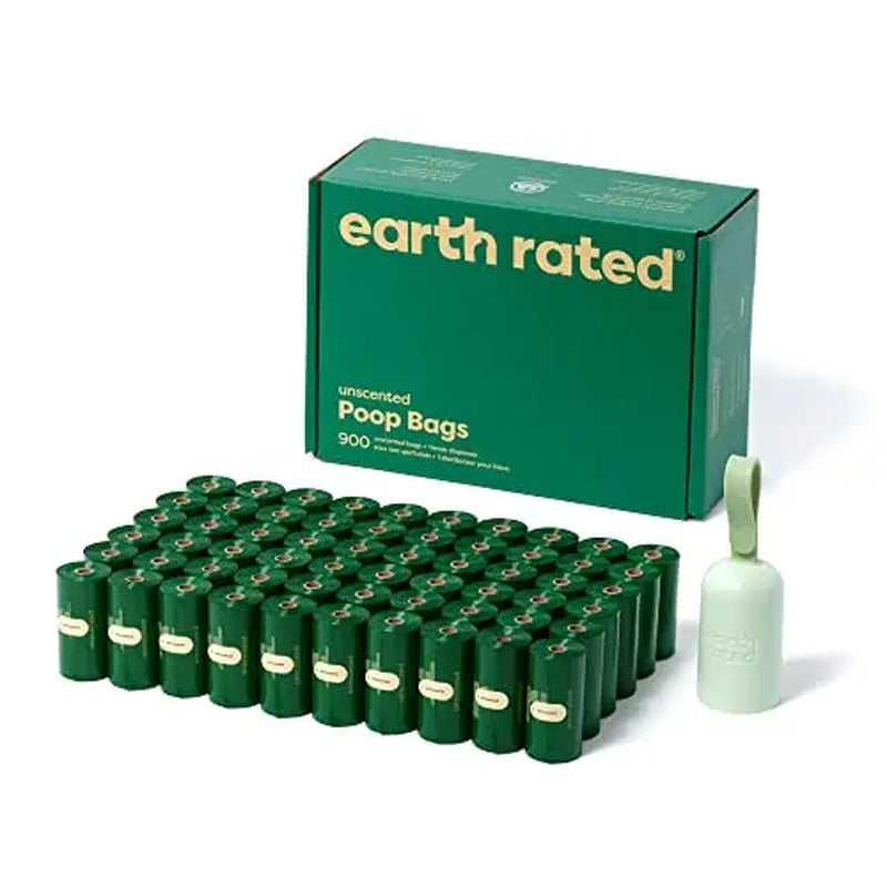Earth Rated | Dog Poop Bag Dispenser with Dog Poop Bags, Durable and Guaranteed Leakproof, Lavender Scented, 1 Dispenser and 900 Bags