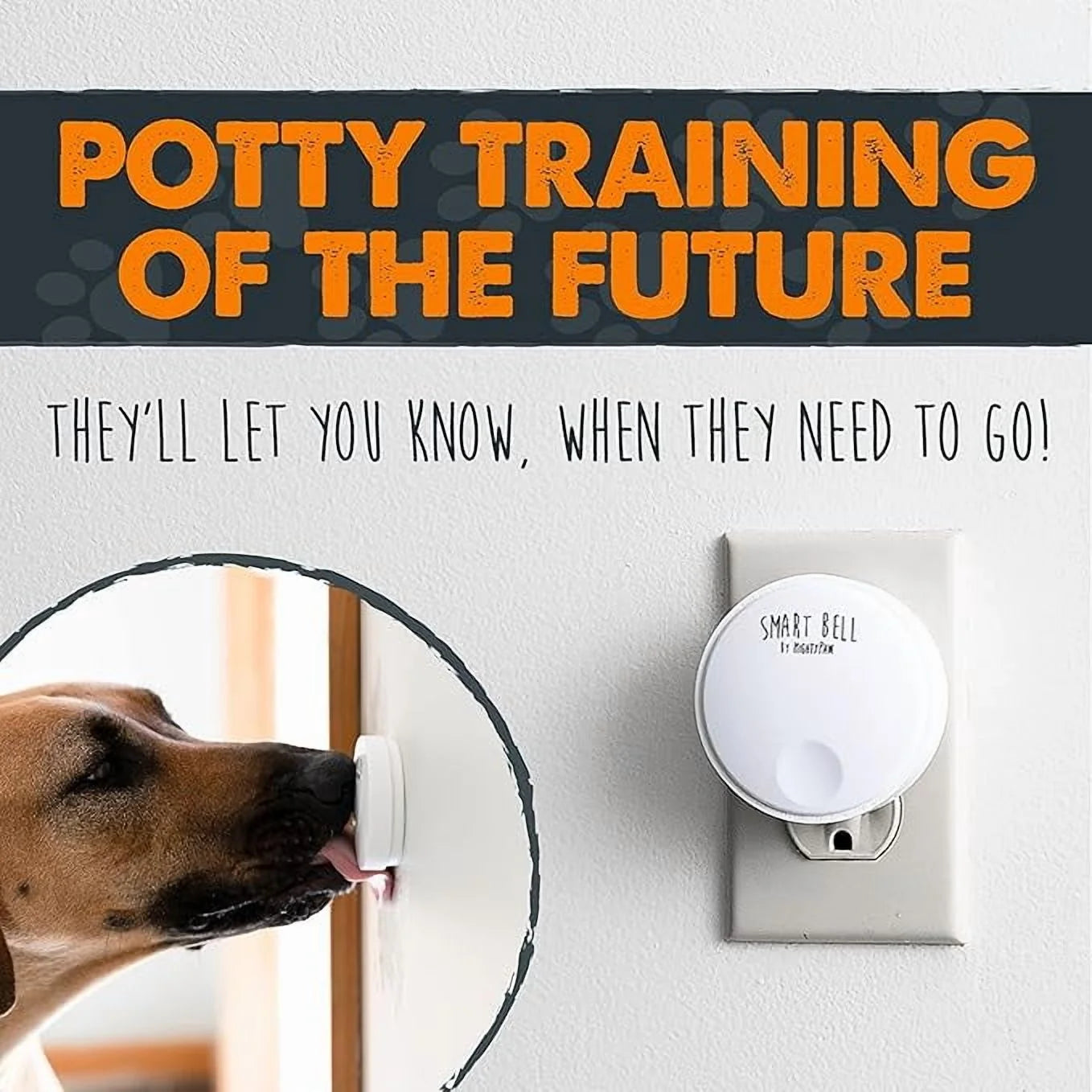 Smart Dog Bells Potty Training 2.0, Doorbell for Dogs, Press Button Door Dog Training Bells, 3M Adhesive Strip, 2 Activators, 4 Volumes and 38 Unique Tones.