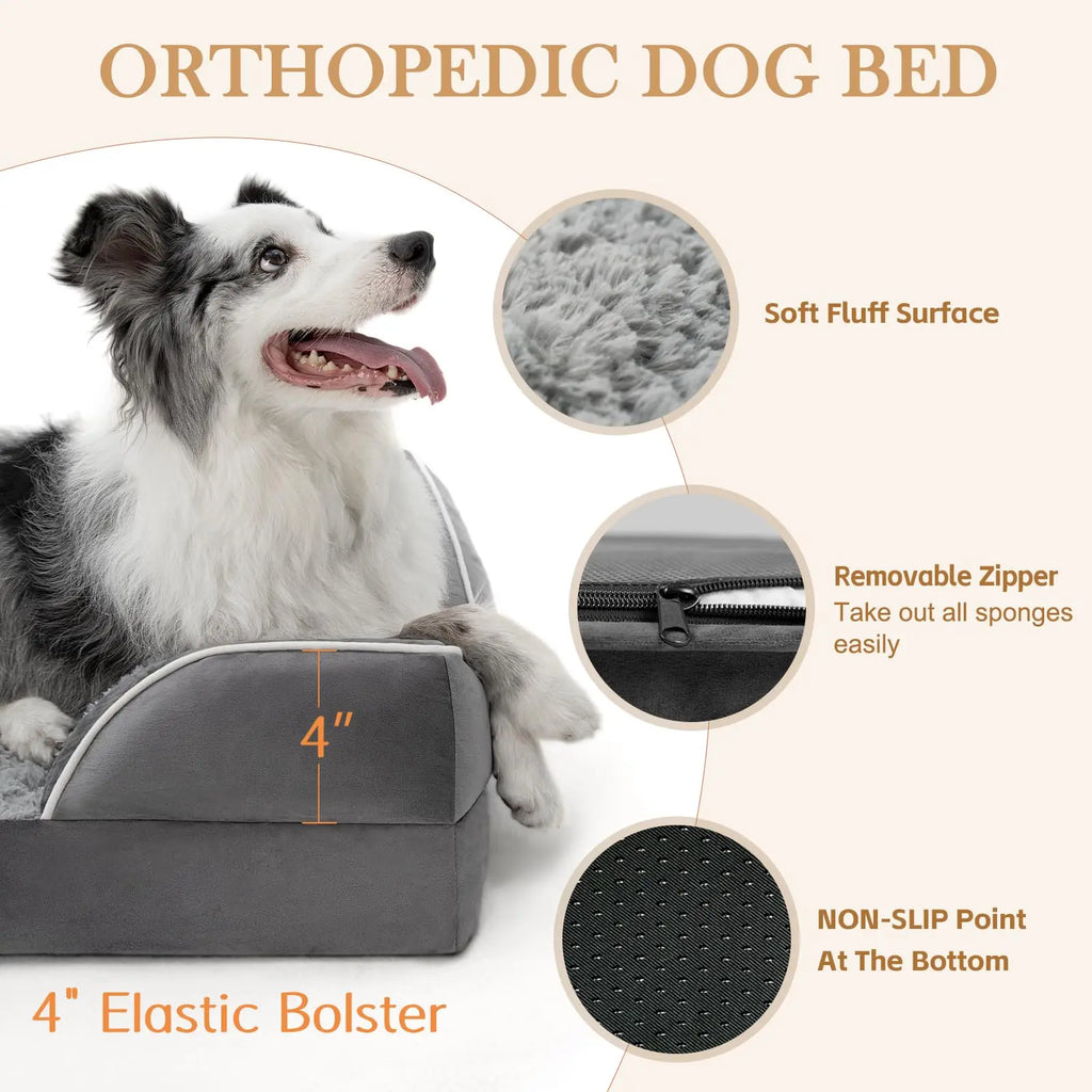 Medium Dog Beds Waterproof Orthopedic Foam Dog Beds for Medium Dogs Sofa Comfy Pet Bed with Washable Removable Cover & Non-Slip Bottom