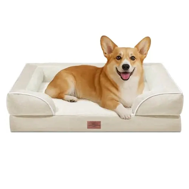 Medium Dog Beds Waterproof Orthopedic Foam Dog Beds for Medium Dogs Sofa Comfy Pet Bed with Washable Removable Cover & Non-Slip Bottom