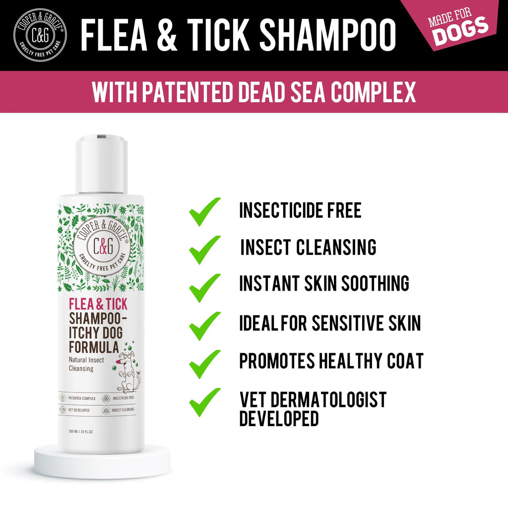 Itchy Dog Flea and Tick Shampoo 300Ml – Plant-Based Gentle Dog Shampoo – Flea & Tick Care for Dogs – Cleanses & Freshens Coat – for Sensitive Skin