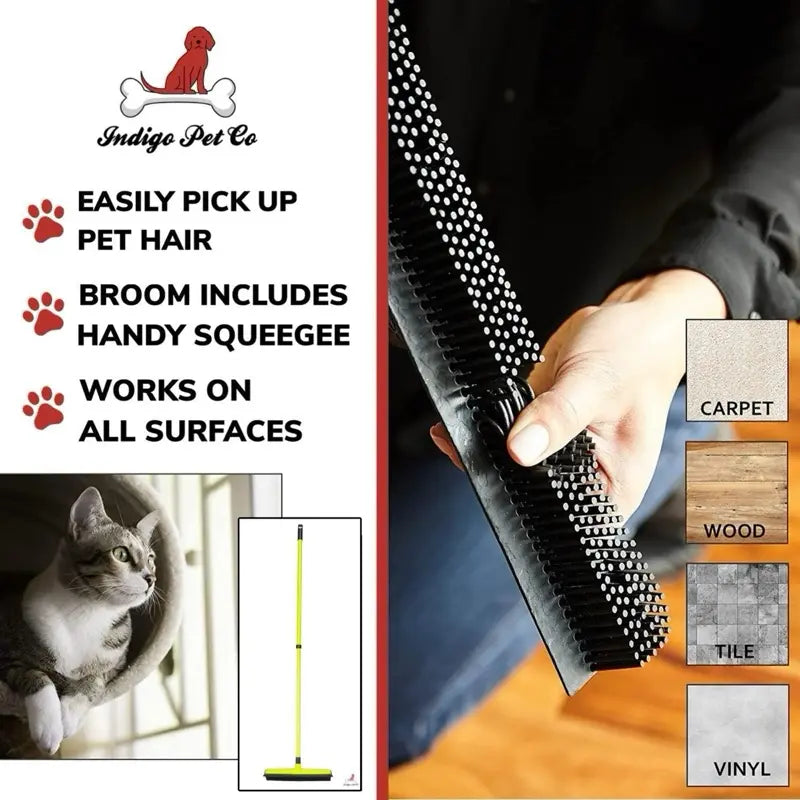 Pet Hair Removal Broom - Extends to 5FT
