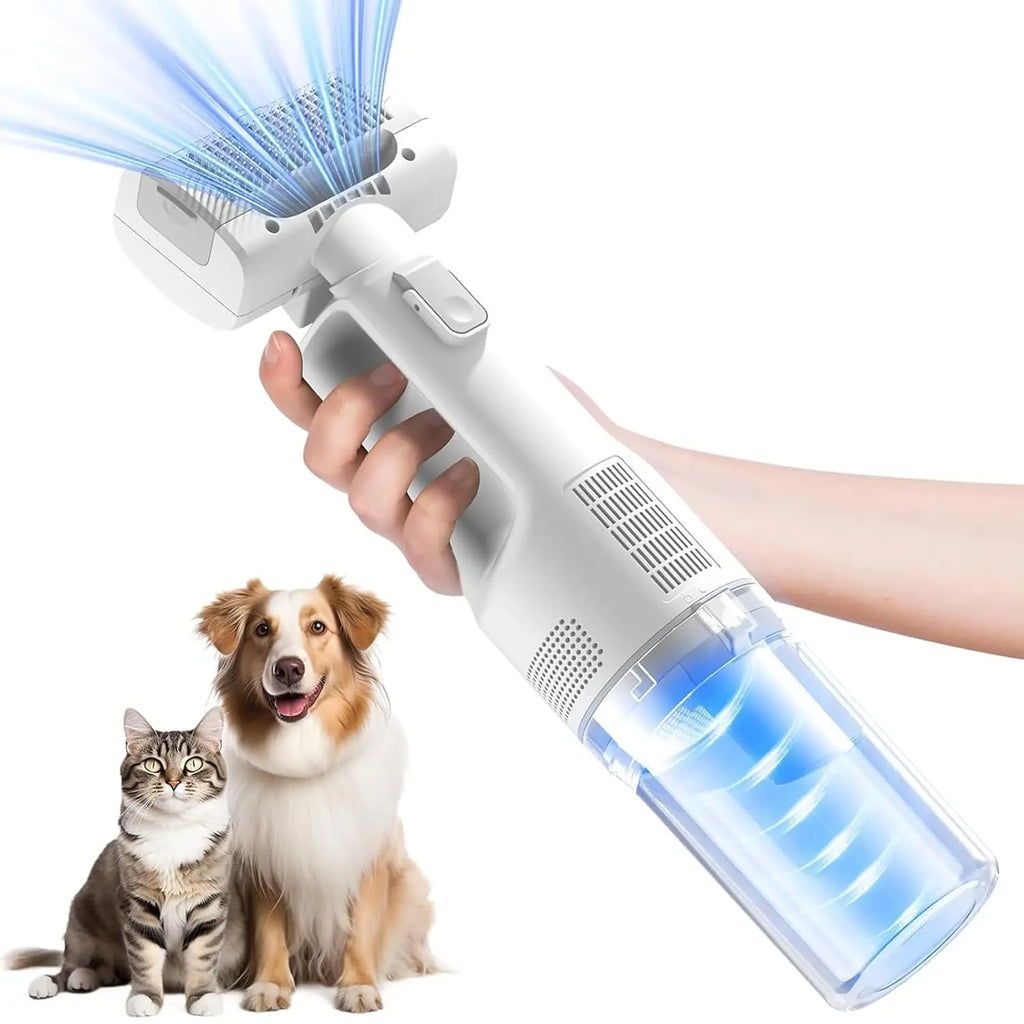 Cordless Pet Grooming Vacuum Set, 60Db Quiet Hair Removal,With 5 Pet Grooming and Cleaning Tools One-Touch Pet Hairremoval Vacuum Brush, Zero Airborne Hair Technology, Verysuitable for Anxious and Sensitive Pets.