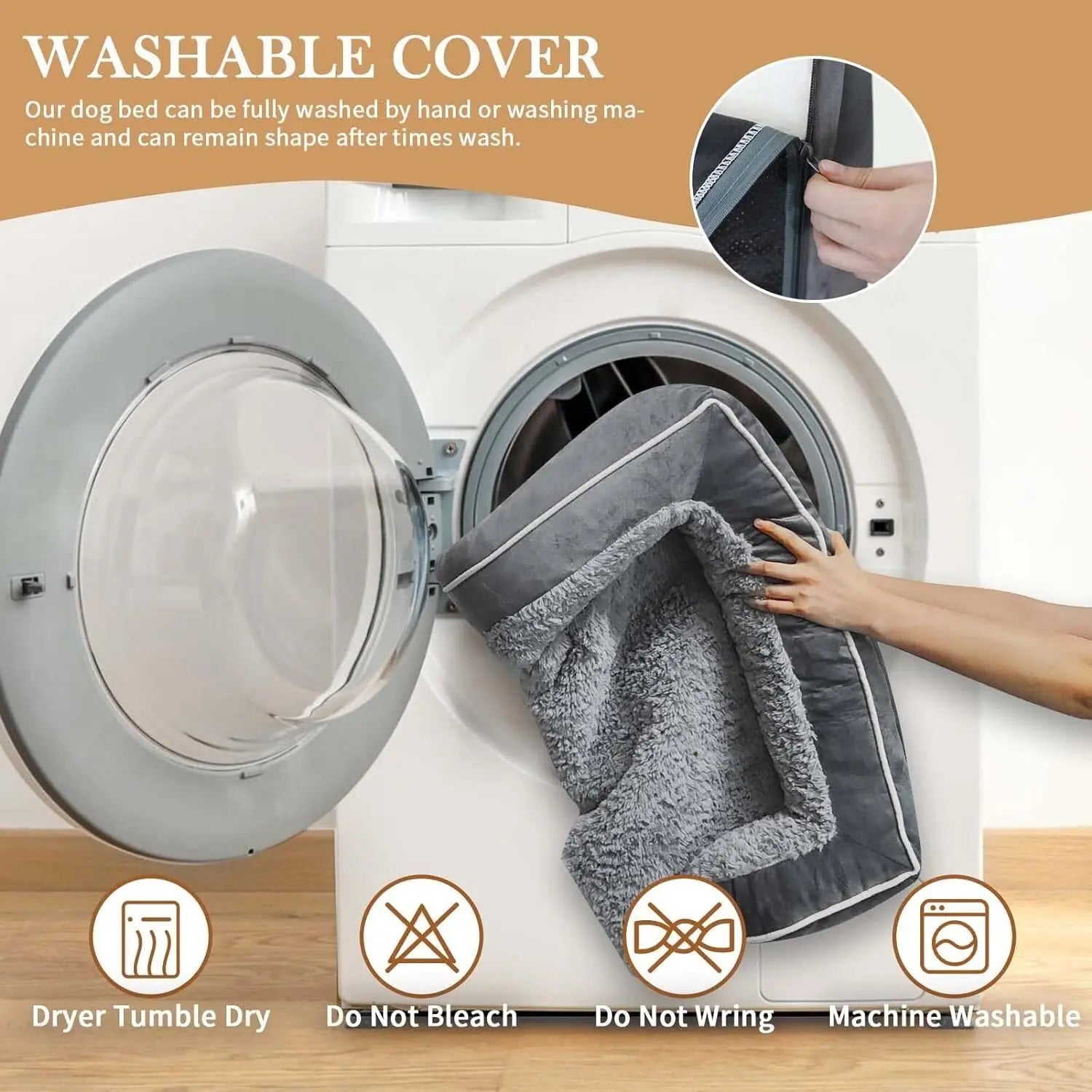 Medium Dog Beds Waterproof Orthopedic Foam Dog Beds for Medium Dogs Sofa Comfy Pet Bed with Washable Removable Cover & Non-Slip Bottom